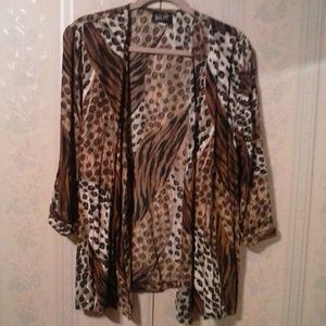 Wild Rose Rayon Animal Print 3/4 Sleeve Cardigan